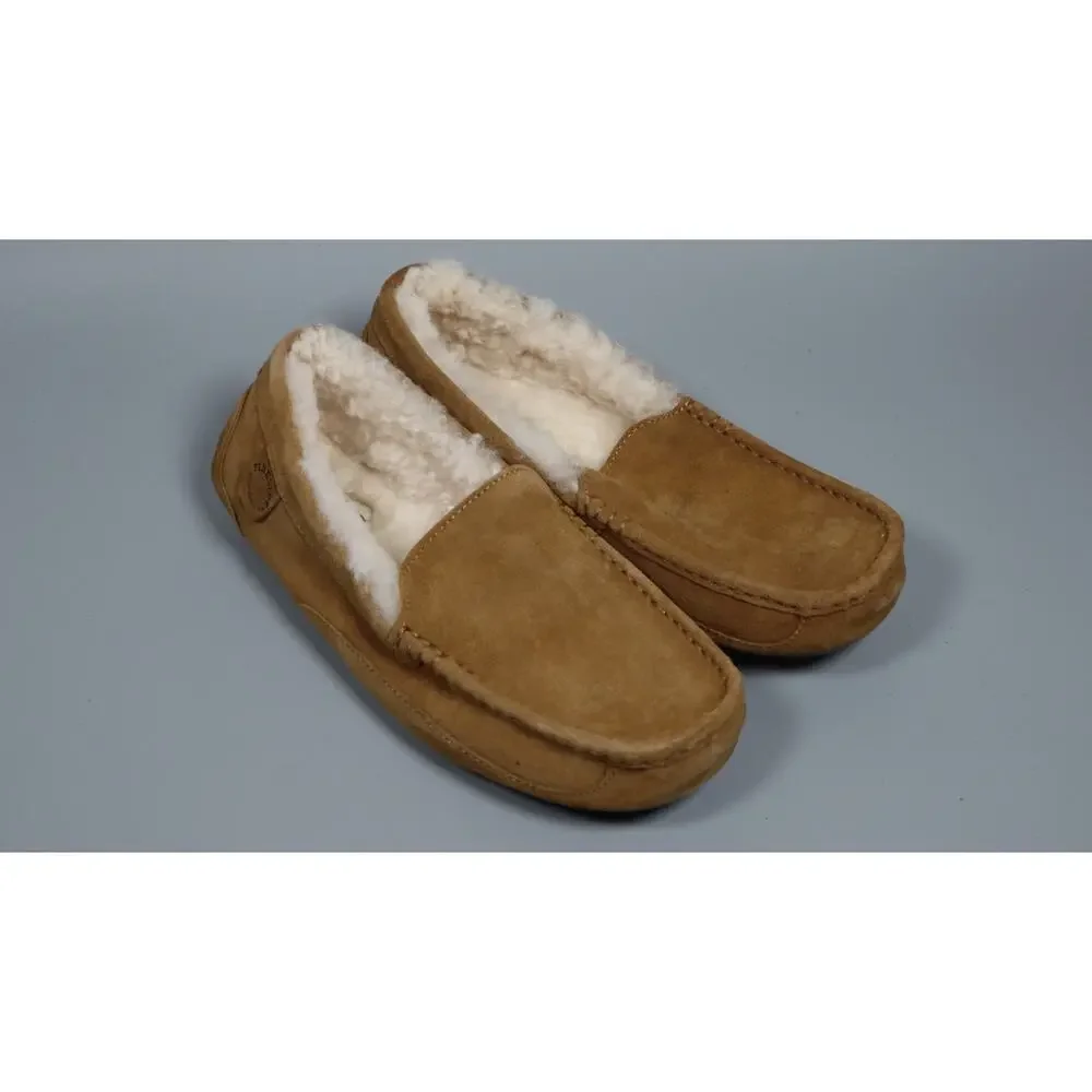 Fireside By Dearfoams Men Melbourne Genuine Shearling Moccasin Slippers Size 11